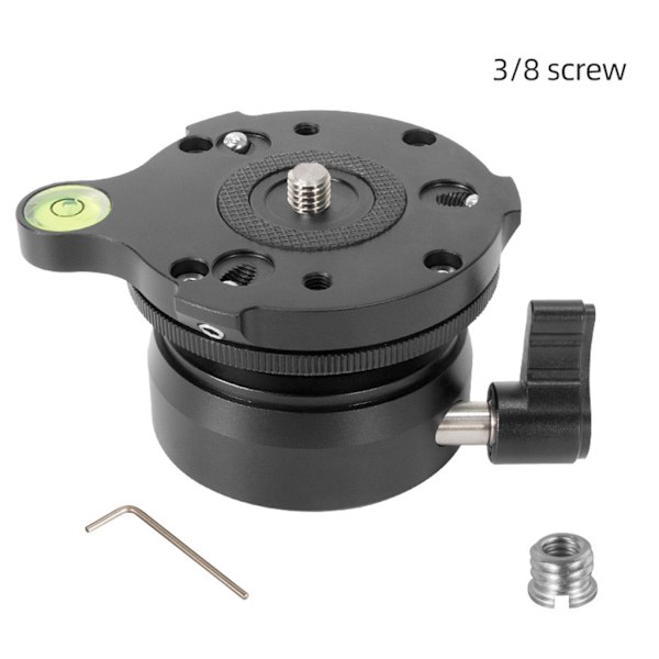 Stativ Head Leveling Base Justeringsplatta för DSLR-kamera Justerbar 15 graders bord halvklot Bas Aluminium