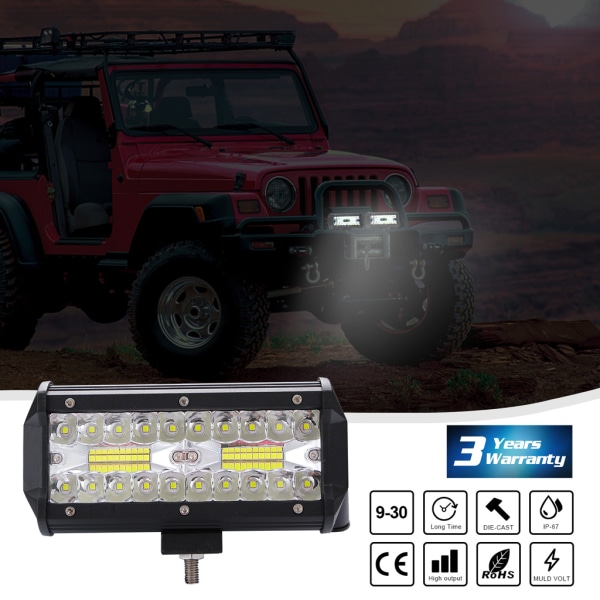 Billjusmontering Led Dimljus Off Road 400W 7in pot Beam Led Light Bar För Lastbil ATV SUV DRL Spotlight Arbetslampa Bar