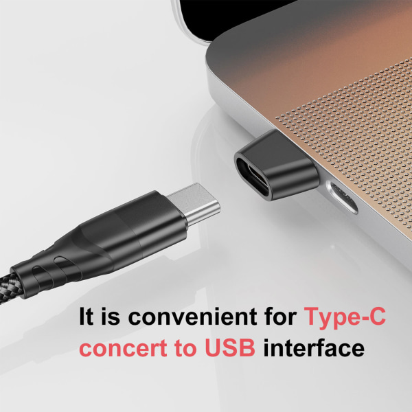 USB OTG hane till typ C hona adapter omvandlare, typ-C USB kabel adapter för USB-C data biltelefon laddare PD Fast Black