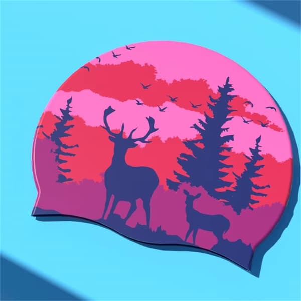 Deer Forest Silikon Svømmehette Bassenghette for Kvinner Langt Hår Svømming Bruk
