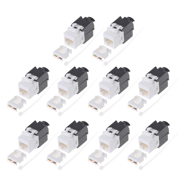 Gigabit Ethernet RJ45 CAT6 Keystone-kontakter Verktøyløse nettverksmoduler Kabeltilkoblingspakke 10 STK