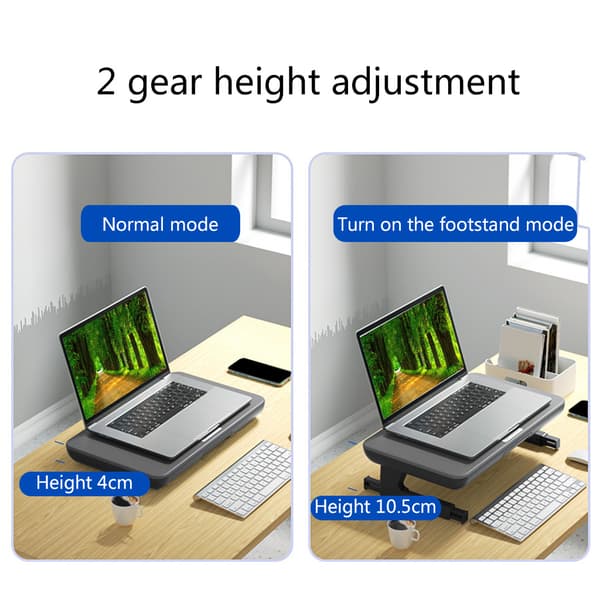 Sort Ergonomisk Skærmholder til Skrivebord med Platform til Bærbar Computer