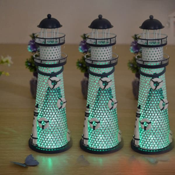 2-pack Järnfyrar Miniatyrer Bordsdekoration för Alla Rum