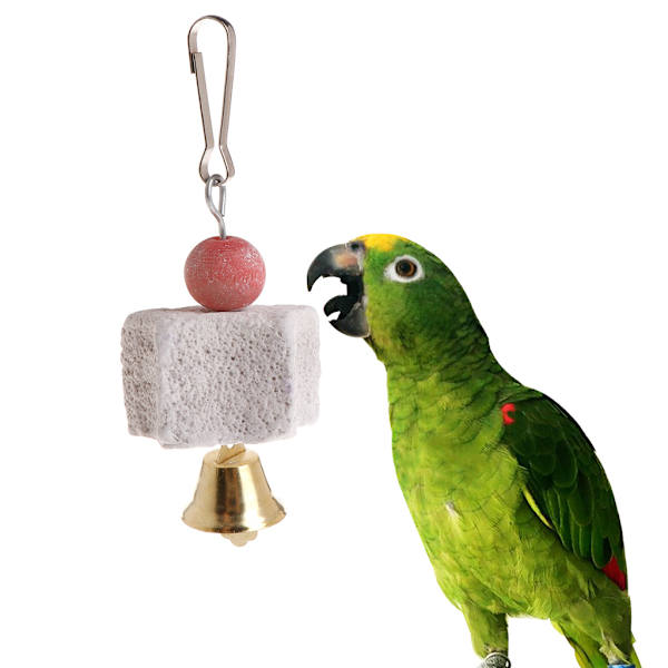 Fugl Calcium Tænder Slibning Tygge Godbidder Legetøj med Klokke til Parrot Budgie Lovebird Gerbil Rotte Mus Marsvin
