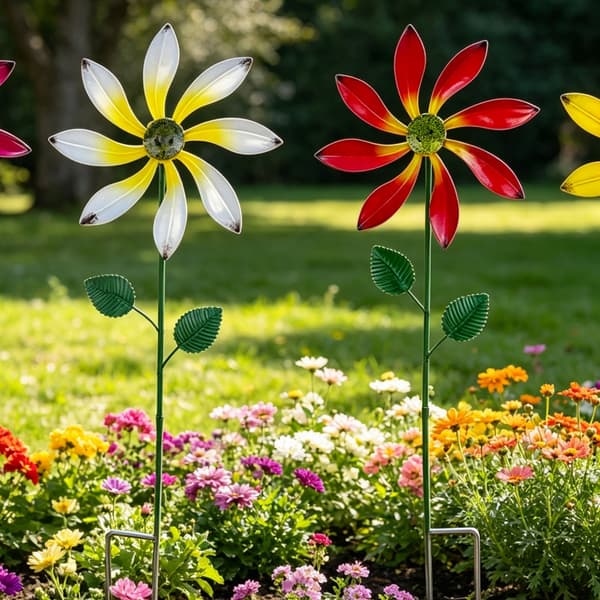Vindmølle Roterende Blomst Vindspinner Pæl Stående Plæne Blomster Vindmøller