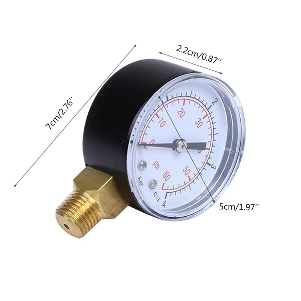 Tryckmätare 0-4bar/0-60psi Luftkompressor Hydraulisk Tryckmätare för Olja