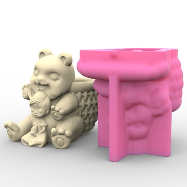 Bear and Girls Pennhållare Form Form Epoxihartsform Form