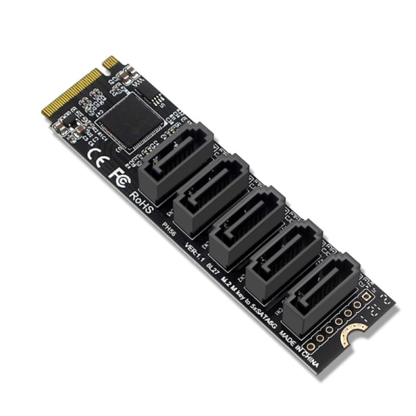 Nem installation M.2 PCIe3.0 til 5-ports SATA3.0-adapterkort NVME-protokol til stationær gør-det-selv-computer Nem installation