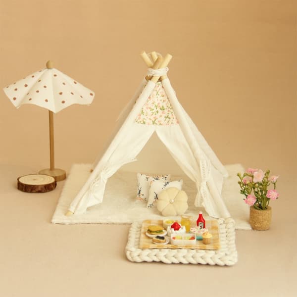 Dukkehus Tilbehør 1/12 Legetelt Model Figur til Børneværelse Scene Display