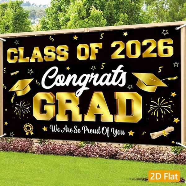 Stor 100x150 cm examensbanderoll Grattis-tema för 2026 års ceremoni