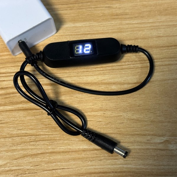 USB C 5V till 1,2V 3V 4,5V 6V 7,5V 9V 12V 2,5mm/3,5mm/4,0mm/5,5mm Justerbar spänningskabel med LED-display för leksaksspel