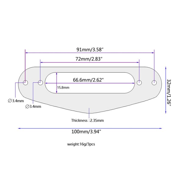 3 st T-Style Single Coil Halsmikrofon Surround Ring Vit Pärlemor