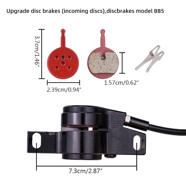MTB hydrauliske skivebremser foran og bak - sett for terrengsykler Red Brake + Disc