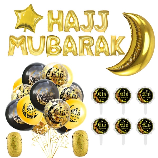 Eid Mubarak för banderollbokstäver Ballonger Ramadan Kareem Stjärnor Månform Ramadan Mubarak Muslim Islamisk Festival Fest Gör-det-själv-dekorationer Fluorescence Yellow