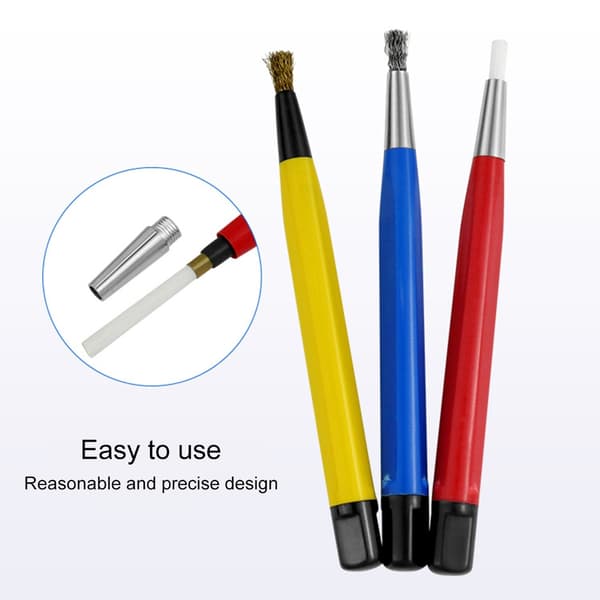 3 st Repborste Pennset Glasfiber Stål Mässing Penna Prep Slippborste