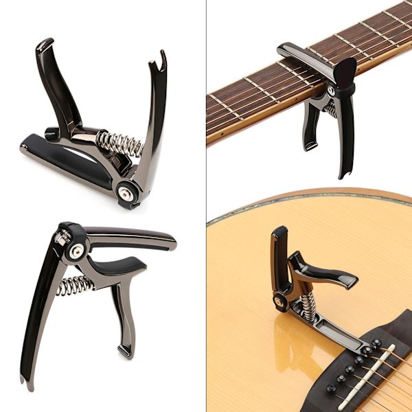 Snabbfäste 4 i 1 Gitarr Capo, Legering Gitarr Glidande Capo med Strängskärare