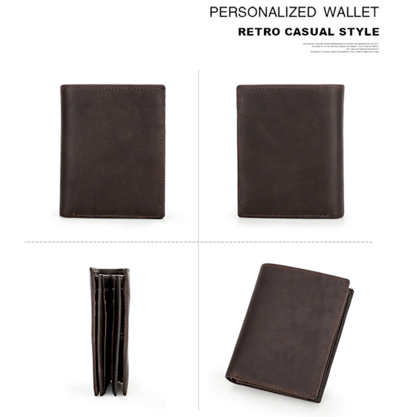 för Head Layer Kohud Plånbok Herr Kort plånbok RFID Stöldskyddsborste Trifold Wall