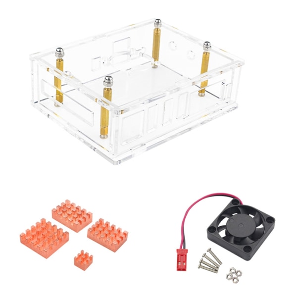 Innkapslingsveske - for Orange Pi 5 Plus med kjølevifte og kjøleribbersett Klar akryl hovedkortdeksel Radiator - Boks