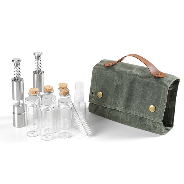Kryddbehållare set kryddflaskor set camping picknick fiske grill Khaki