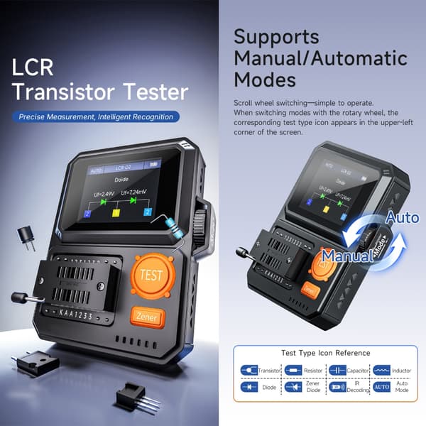 Elektronisk komponenttester for NPN IGBT SCR og Triac-komponenter