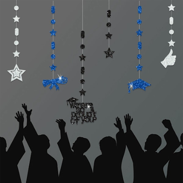 1 sæt Graduation Papir Bannere Tillykke Fest Dekorationer Stjerneophæng Ornament 5