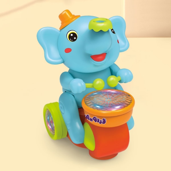 Färgglada blåsa bollen slår trumma elefant form utbildning leksak med musik ljus
