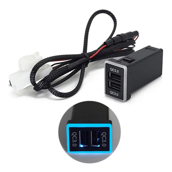QC3.0 Billader Hurtiglading Dual USB Interface Telefon GPS DVR Adapter