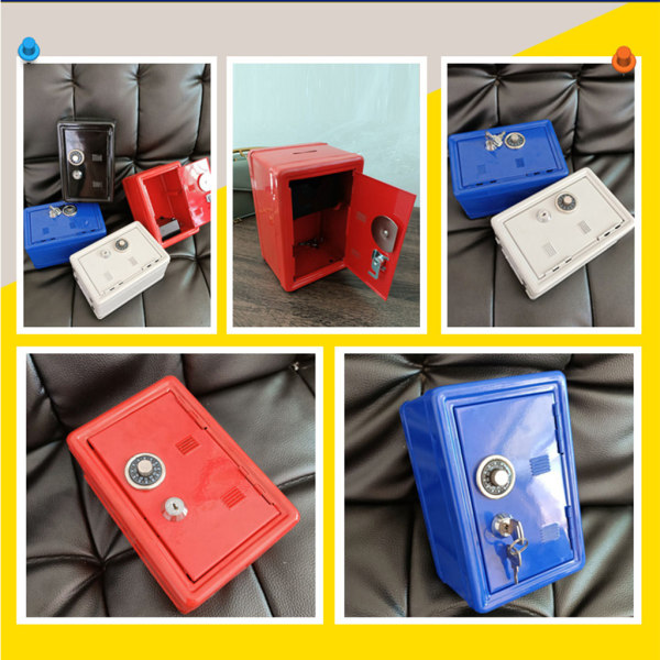för Creative Mini Metal Mynt Bank Skåp med nycklar Barn Pengar Spara Burk Barn Säkerhet Säkerhet Säkerhetsbox för Case Orn White