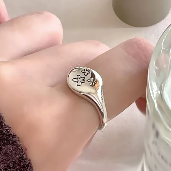 Retro fingerringer festtilbehør blomsterform geometriske bryllupsringer