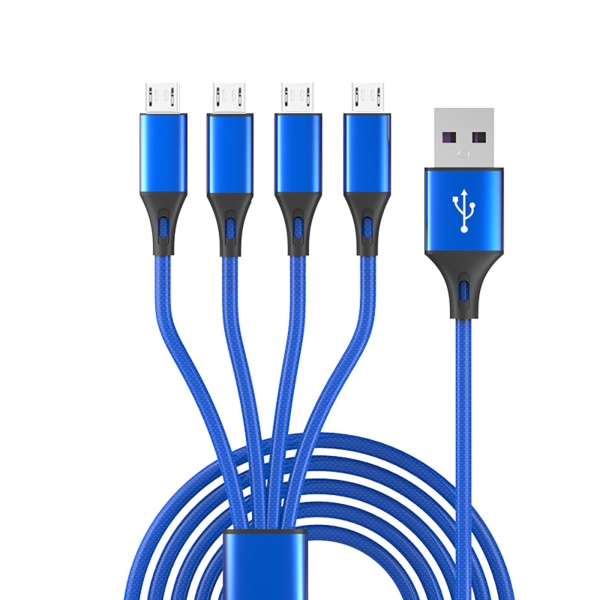 1 In 3/4/5 Out USB till Micro USB Laddningskabel Nylon power Stöd för snabbladdning för surfplattor