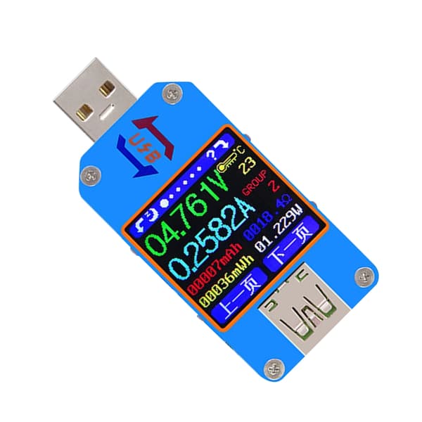 USB 2.0 Tester USB Strømmåler 4-24V 5A Spenningstester Multimeter LCD-skjerm