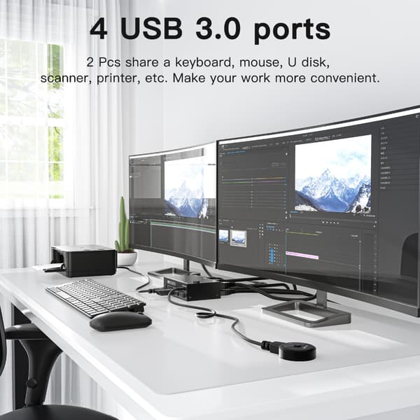 Metall USB Högupplöst Port KVM-switch Klar Bild Hög Prestanda
