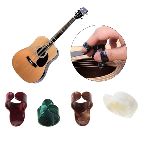4 st/set Nya plast 1 tumme + 3 finger nagel gitarr plektrum plektrum set