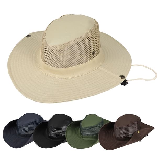 Camp Hat Solbeskyttelse Hat Brede Skygger Solhat Stor Hat med Halsreb Beige