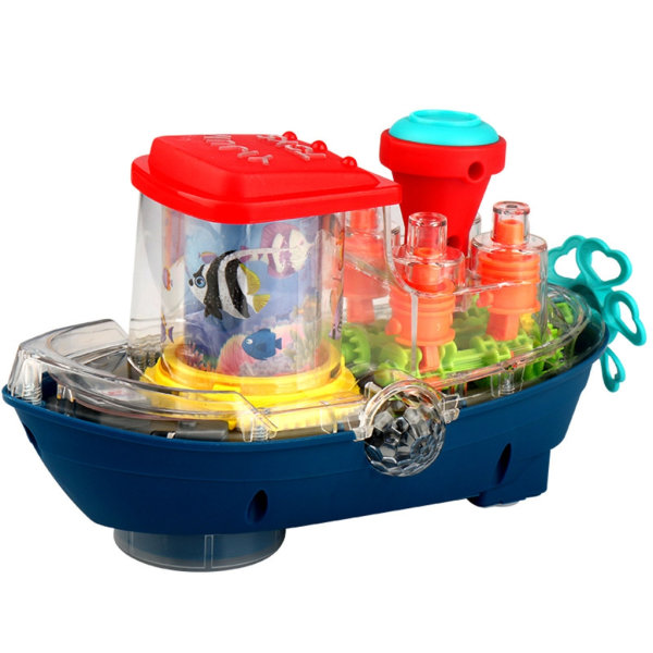 Ljudljusleksak för barn, elektrisk båt, batteridrivet skepp med ljus och musik