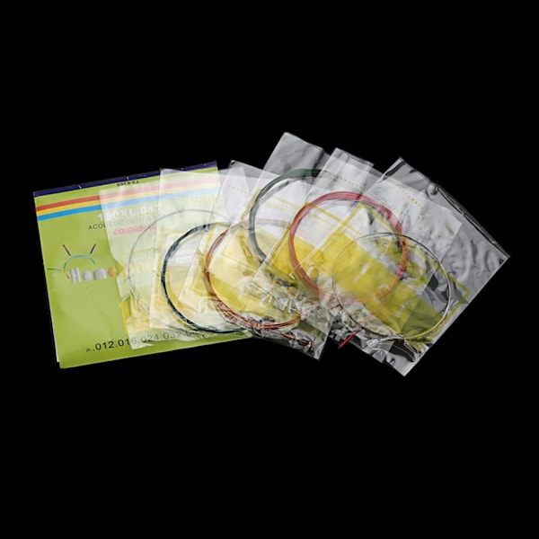 Sæt med 6 stk. guitarstrenge i forskellige farver - Multi-Color Strings Pack