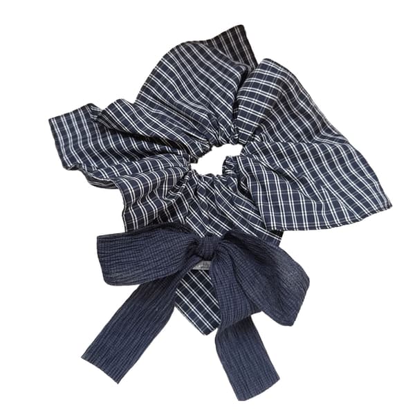 Komfortable blå gingham scrunchies hodeplagg elastisk hårstrikk i stoff for gave