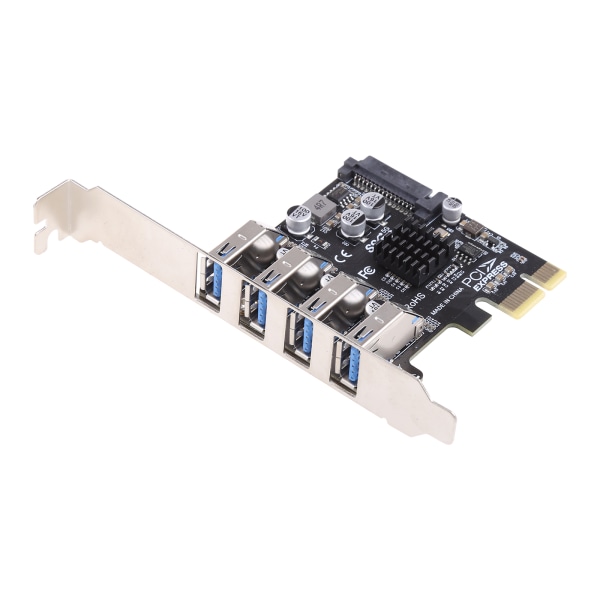 Professionell 4-portars PCI-E till USB 3.0 HUB PCI för Express Expansion Card Adapter