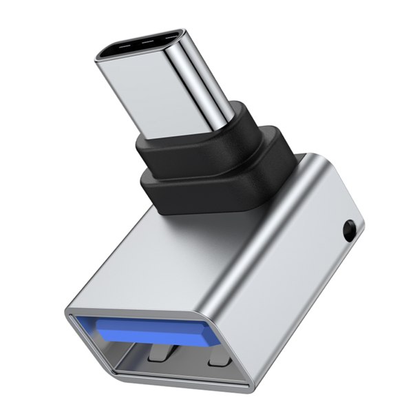 90 graders rätvinklad USB3.0 hona till typ C hane förlängningsadapter för bärbar dator laddare OTG förlängningskonverterare Silver