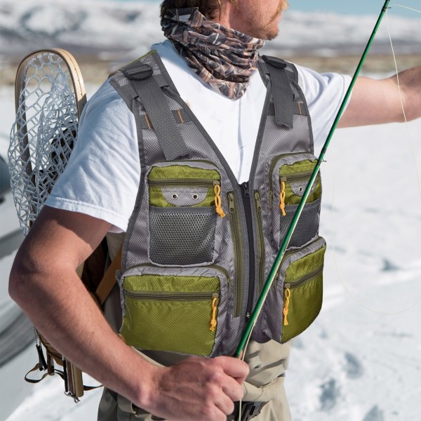 Herr Quick Dry Fiskeväst Mesh Jackor Vandring Multi-Pocket Fiskeväst S