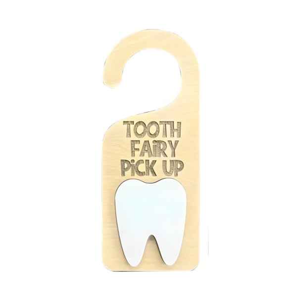 Tooth Fairy Pick up Box Tooth Fairy Dörrhängare Barn Barn Uppmuntra Presentrumsdekoration Tanddörrhängare i trä 23x9cm null - D