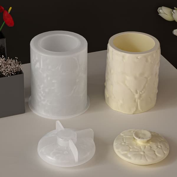 Elegant Blomst Solid Silikonform for Epoxyharpiksstøpninger Krukke Fat Håndverk