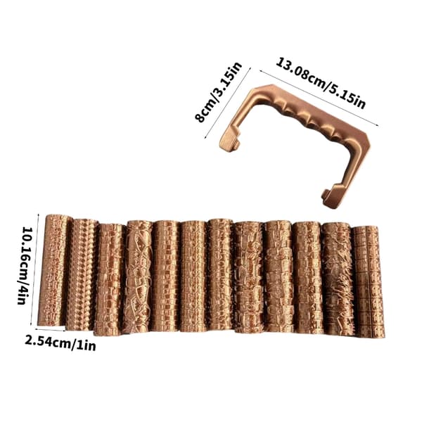 Mini Scene Texture Roller Set med 12 ruller og håndtaksverktøy