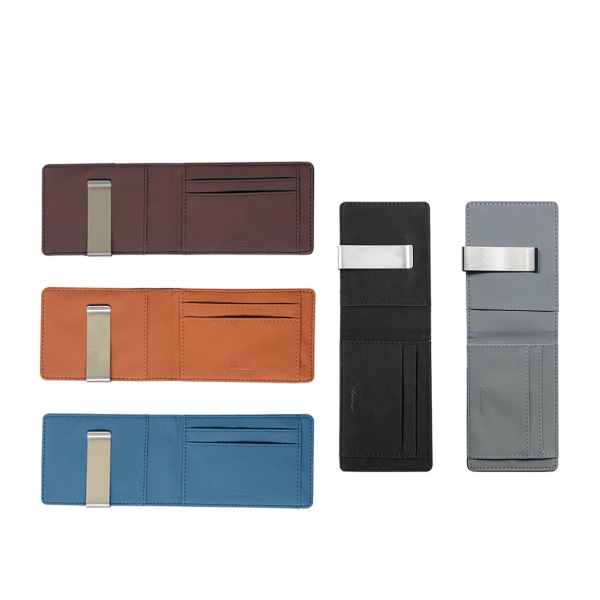 Menn Slim Bifold Lommebok Pengeklemme Business PU Skinn Kontant ID Kredittkortholder Gray