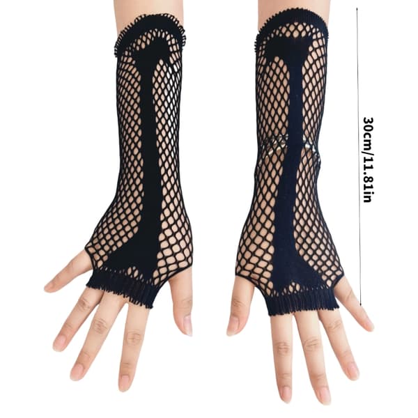 Elastiske Unisex Armermer Mesh Tekstur Kostyme Tilbehør Spandex Hansker