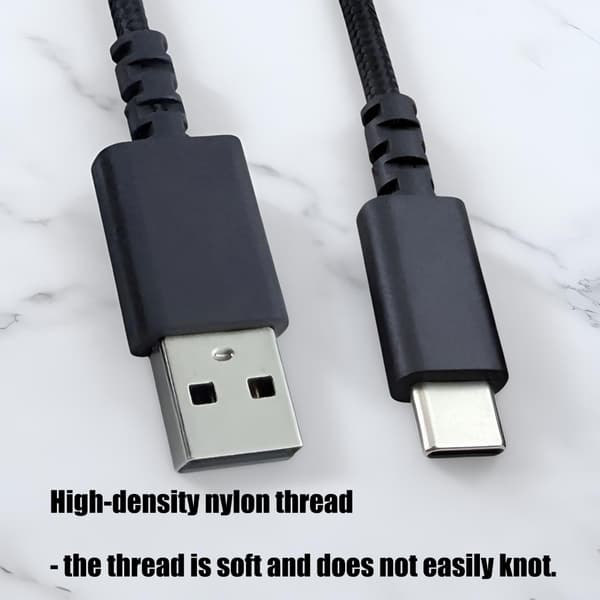 USB Type C -latausvirtakaapeli pelihiirelle ja -näppäimistölle, 2 m pitkä