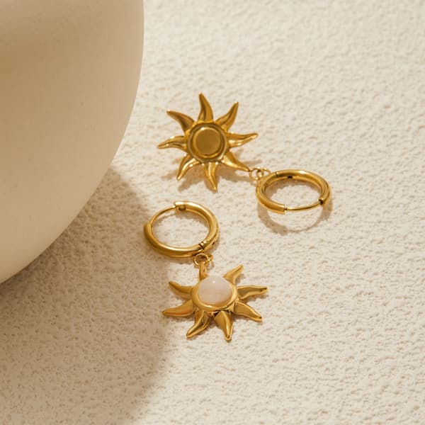 Minimalistiske sol design øreringe komfortable rustfrit stål aften smykker