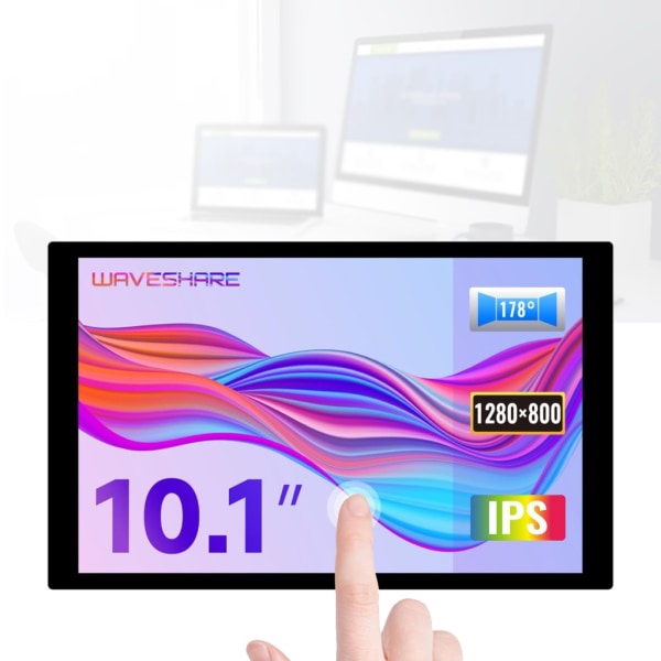 Mångsidig 10,1-tums pekskärm för RaspberryPi4B/3B+optisk bindning, 1280×800 IPS-upplösning