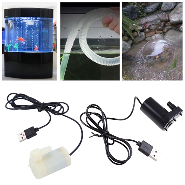 Mikrodränkbar vattenpump Fisktankar Akvarium USB driven för DC 5V 2-3L/min Laddare Minimotor Vattenpumpstillbehör Black