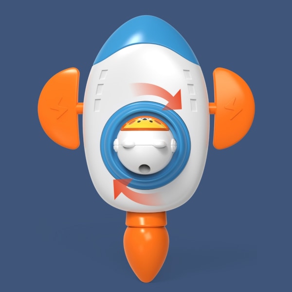 Söt upprullningsbar baby inomhus vattenlek Flytande rymdskepp Pedagogiskt urverk Duschleksak Spädbarnsbadkar Orange